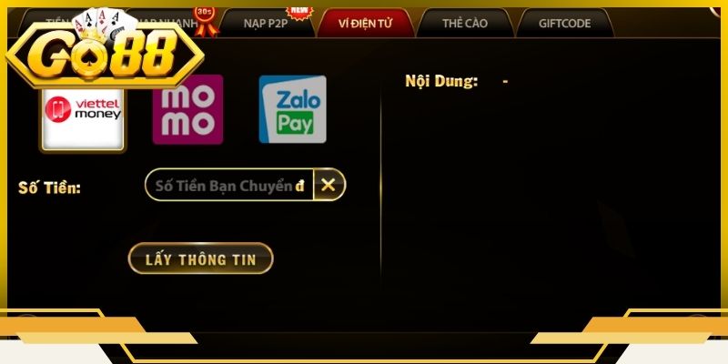 Nạp tiền Go88 qua ví điện tử có tốc độ xử lý tức thì, linh hoạt