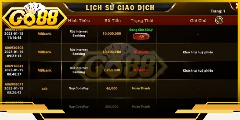 Một số cách khắc phục lỗi giao dịch khi rút tiền Go88
