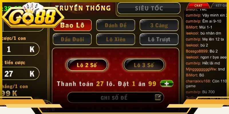 Các loại hình đặt cược xổ số Go88 kèm theo bảng tỷ lệ trả thưởng chi tiết